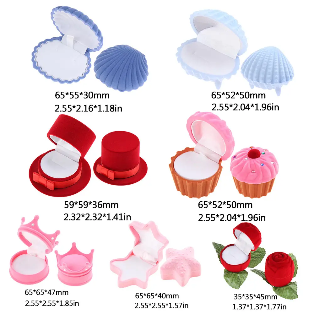 

1Pc Lovely Velvet Jewelry Box Container Wedding Ring Box for Earrings Necklace Bracelet Display Gift Box Holder Multi-styles