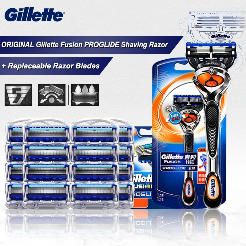 Мужская безопасная прямая бритва Gillette Fusion 5 PROGLIDE с слойными сменными лезвиями