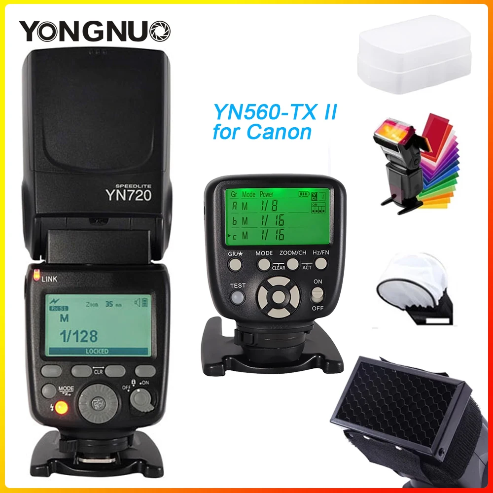 YONGNUO YN720 Flash Speedlite Wireless Master Slave GN60 LCD Display LITHIUM Battery for Canon Nikon DSLR Camera |