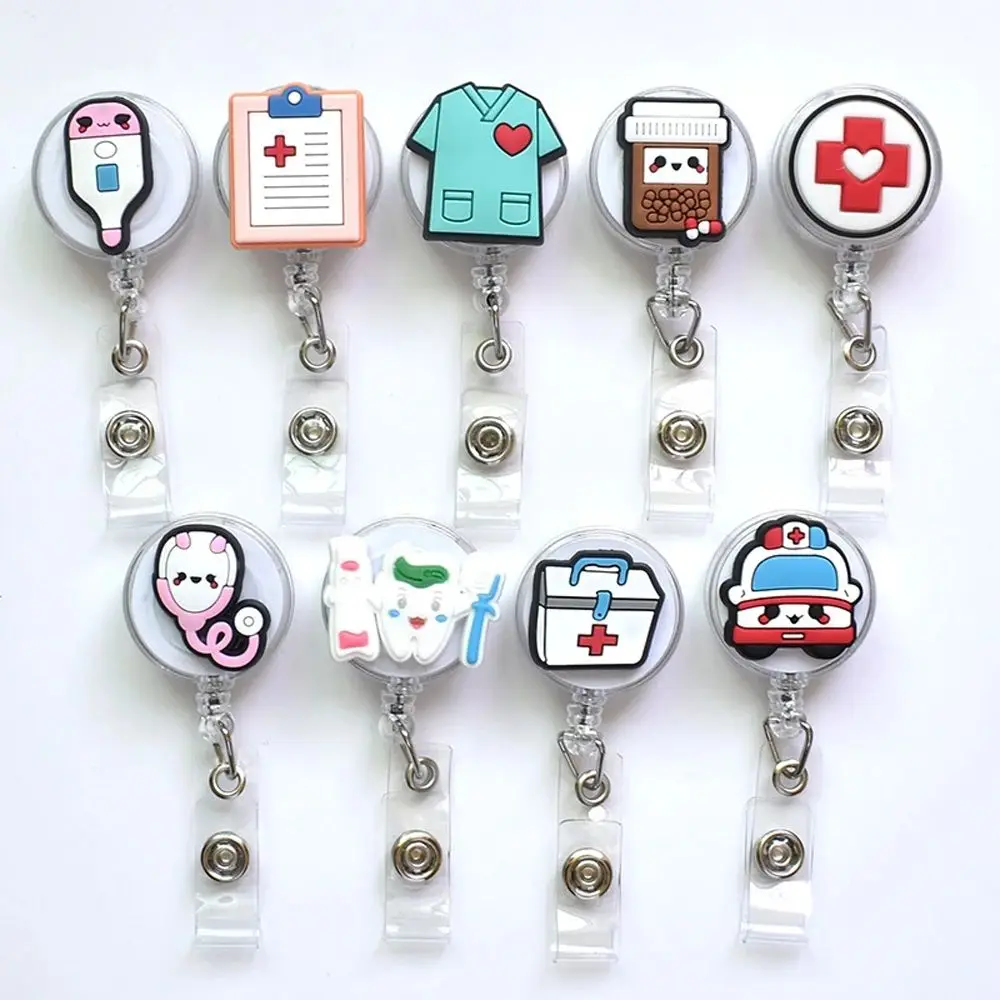 

1Pc Hospital Retractable PVC Badge Holder Reel Student Nurse Exhibition Enfermera Girl Name Card Chest Card