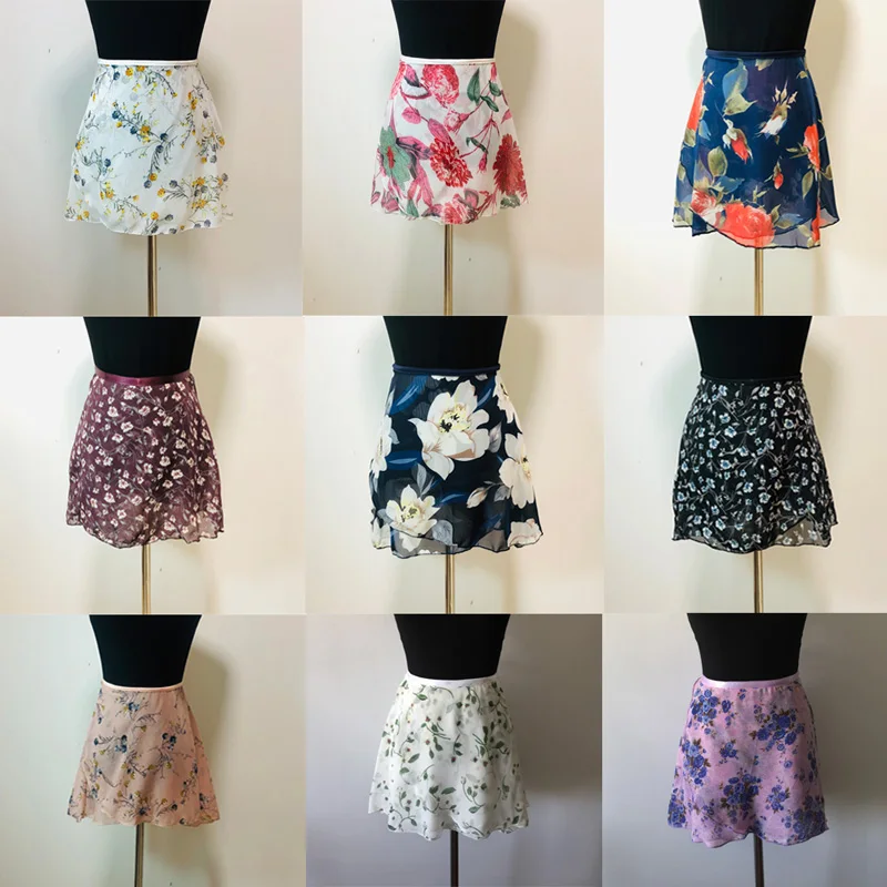 Женская балетная юбка пачка шифоновая с цветочным принтом небольшой фартук для