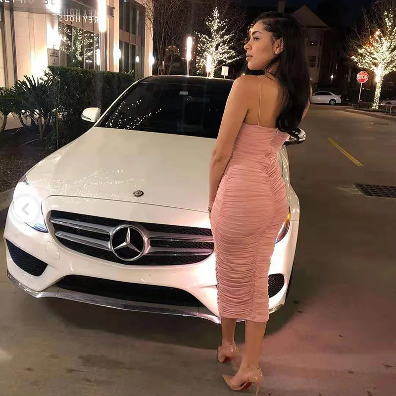 

TRODEAM New Summer Dress Women Straps Bodycon Ruched Dress Woman Party Night Club Dress Summer dress For Women 2021 vestidos