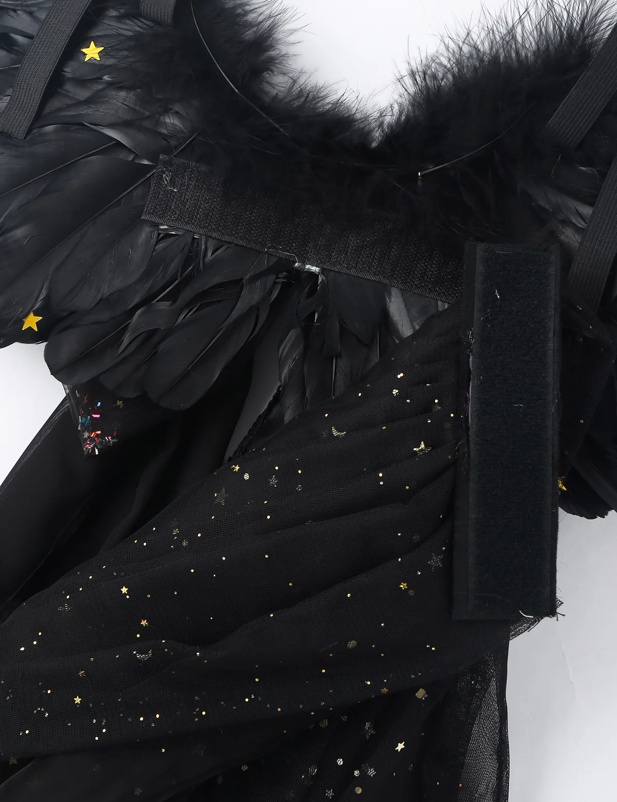 Черное белое перо Тюль Крылья ангела для косплея костюм женщины дети