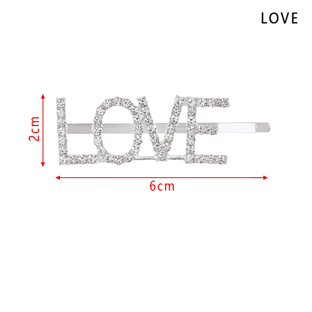 love 1 шт. Горячая Мода письмо шпилька уникальные яркие стразы кристаллы заколки для волос слова заколка женские аксессуары для украшений для волос - Цвет: love