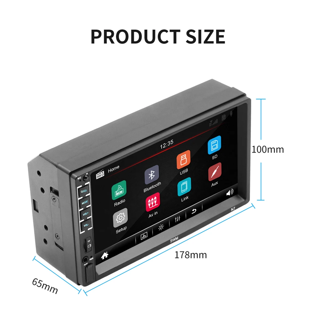 

SWM-N7 Car Stereo 2 DIN Multimedia Video Player 7 inch Display Bluetooth AUX-in FM Radio Receiver Touch Audio Player Autoradio