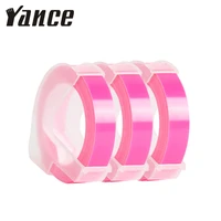 yance 3pcs fluorescent pink 9mm 6mm 12mm 3d embossing tape for dymo embossing label maker pvc label dymo tape for motex e101