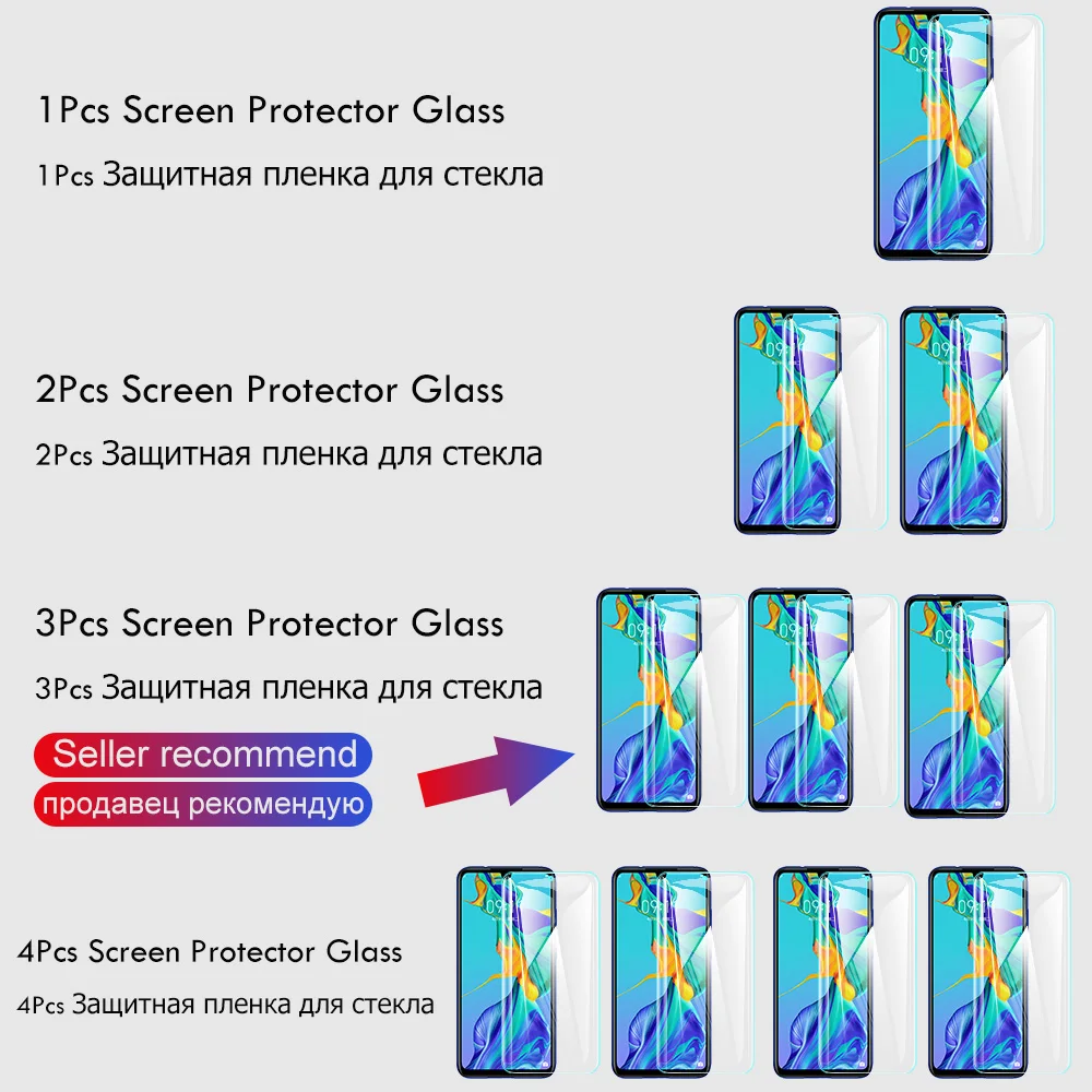 4 шт. закаленное стекло для huawei P30 P20 Lite P Smart Plus Y5 Y6 Y7 Honor 10 Lite 10i 8A 8X 8C Защитная пленка для экрана