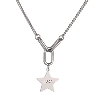 jioromy letters titanium steel charms pendant necklace link chain punk collar luck star necklace for women jewelry
