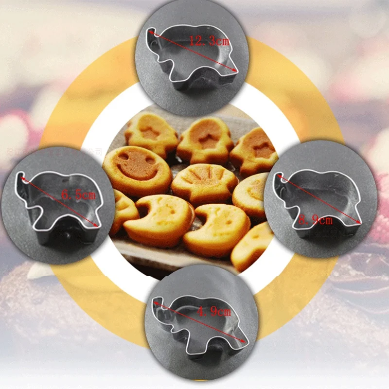 4 упаковки набор форм для резки печенья в виде слона торт из нержавеющей стали