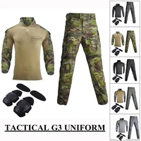 tactical g3 uniform airsoft shirt pants with knee elbow pads military army camouflage hunting ghillie suit black multicam