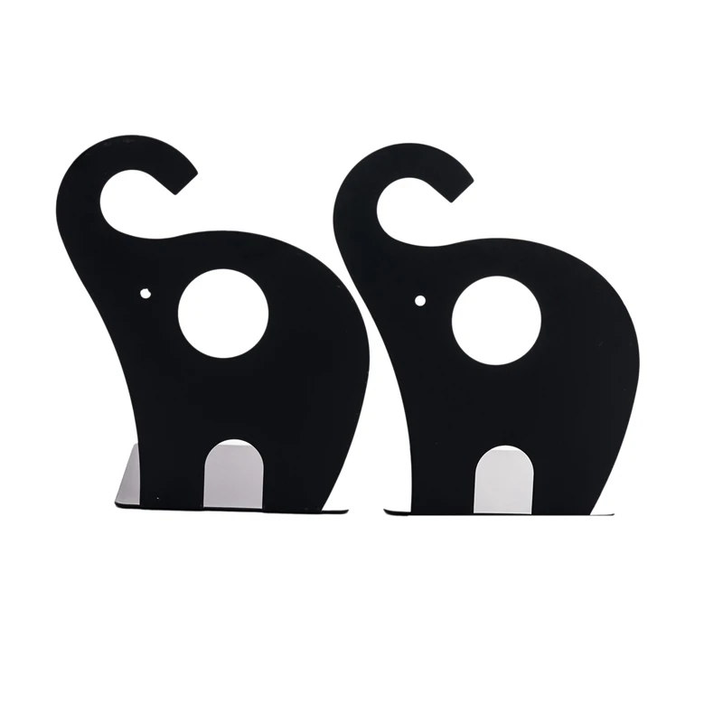 

1 Pair of Cute Cartoon Elephant Shape Nonskid Metal Bookends for Kids Gift Decoration