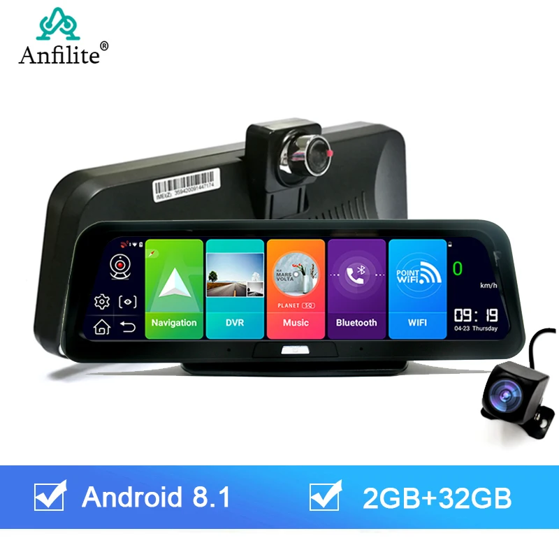 Anfilite 10 дюймов 4G ADAS Автомобильный видеорегистратор Двойной объектив Android 8 1 2 + 32g