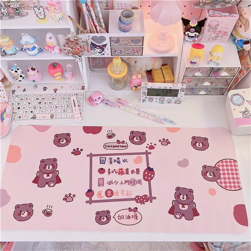 

Cartoon Bear Rabbit Large Game Computer Keyboard Mousepad 150 Office LongTable Mat Kawaii Desk forTeen Girls for Bedroom