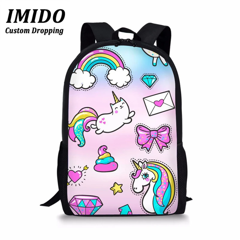 Симпатичная школьная сумка с единорогом для девочек и мальчиков модная большая