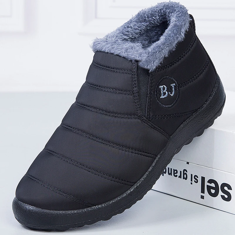 

Couple Lovers Warm Shoes Unisex Plush Fur Women's Ankle Snow Boots Winter Slip On Flat Shoes Waterproof Ultralight Footwear hk51