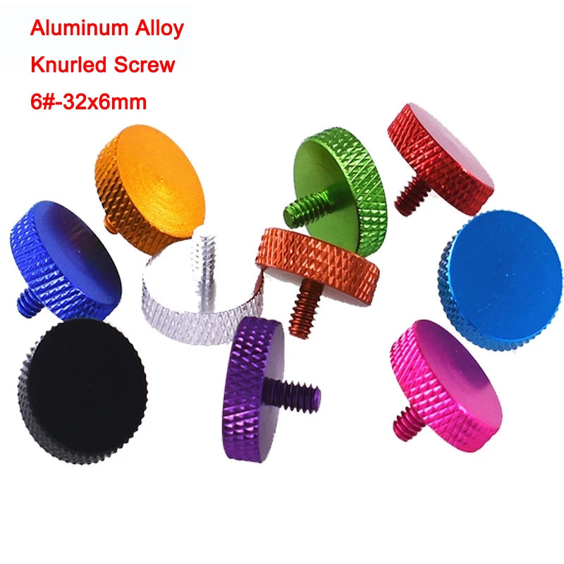 

Винт ручной затяжки из алюминиевого сплава, перегородка PCI, многоцветные рифленые винты для жесткого диска 6 #-32x6 мм, 2 шт./лот