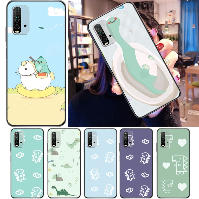 

Cute Flowers Couples Dinosaur Funny Color Painting Phone Case For Xiaomi Redmi 9 Pro 9C 9A 9T Back Cover Soft TPU Carcasa Cases