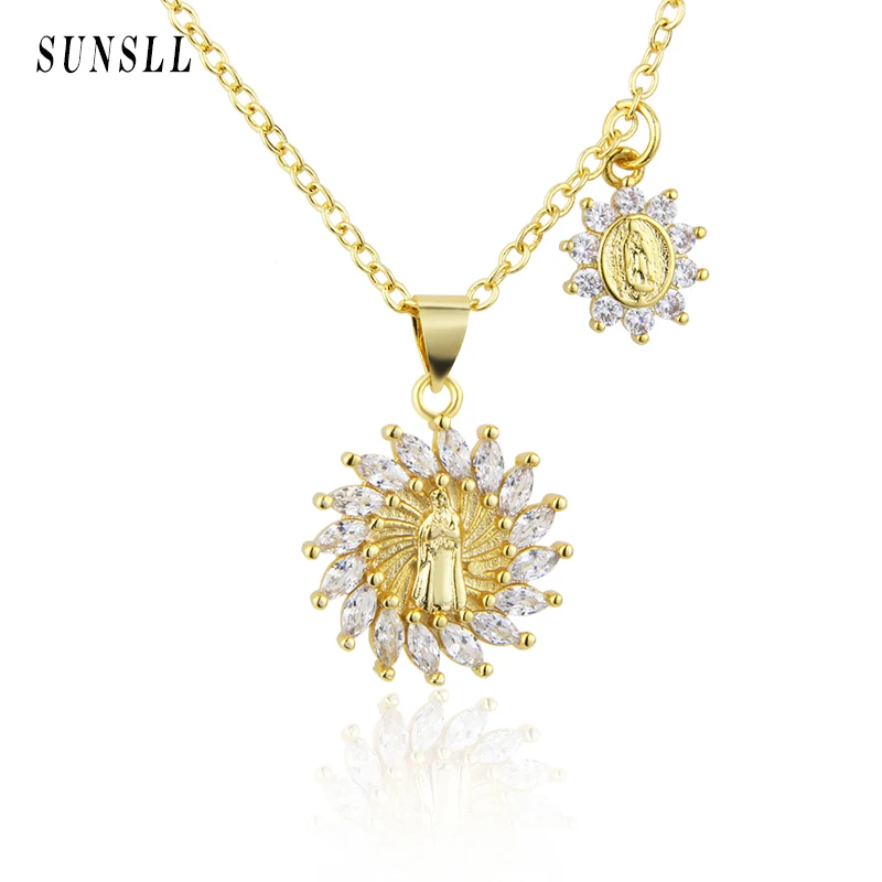 

SUNSLL New Design Sun Halo Copper Zircon Religious Pendant High Quality Gold-plated Exquisite Necklace Jewelry Gift For Faith