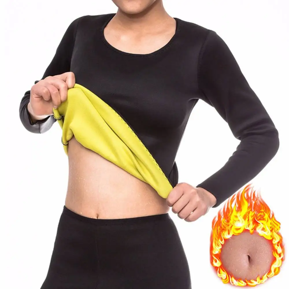 Для женщин горячий пот Body Shaper рубашка с длинными рукавами тренировки костюм