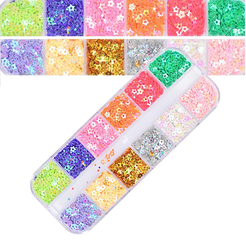 12 ячеек/комплект блестки для ногтей|Стразы и украшения| |