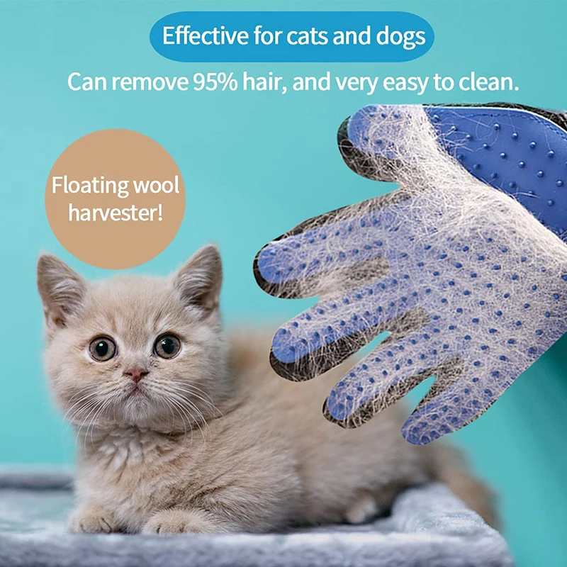 

Cats Dogs Pet Grooming Rubber Gloves Efficient Hair Removal Reduce Fur Loss Professional Brush Deshedding Cleaning Combs Massage
