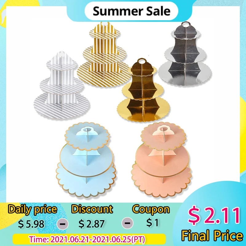 3 слойная подставка для кексов Круглая картонная складной девичник детей декор