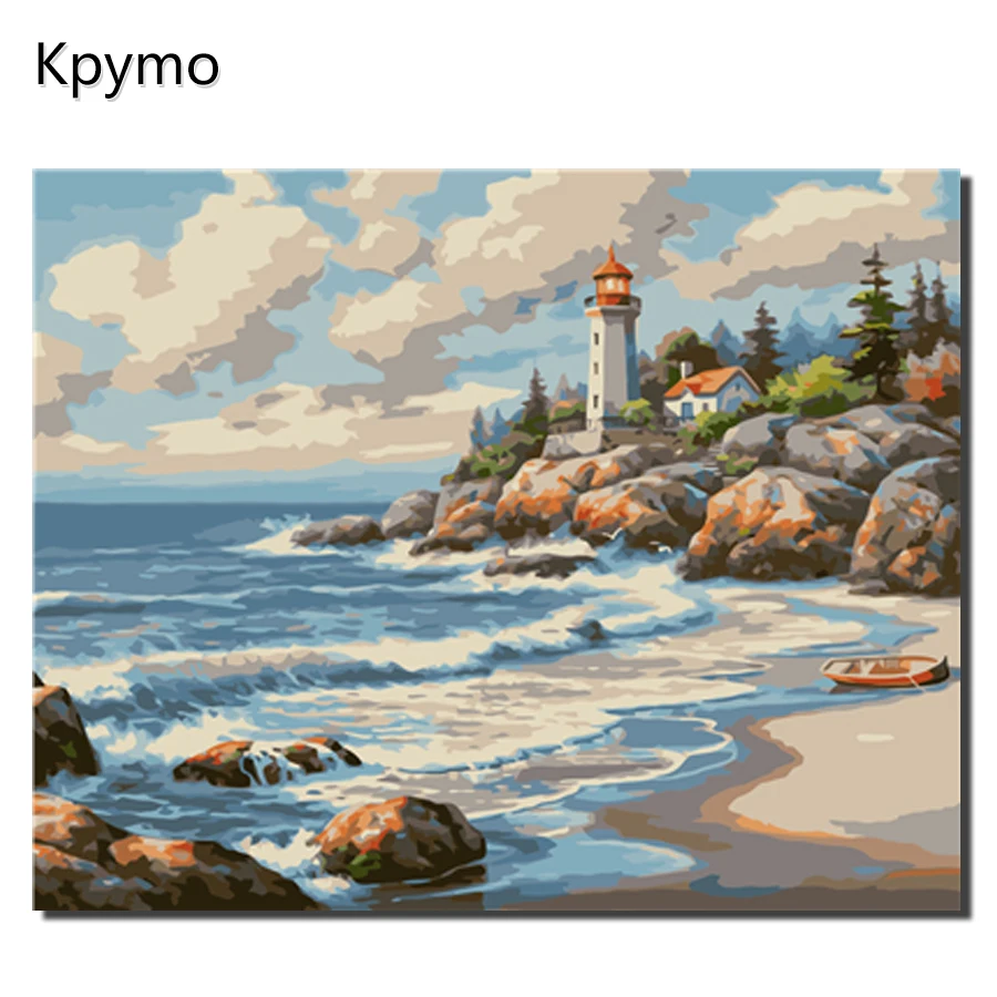 Бескаркасные DIY картины маслом по номерам пейзаж на холсте настенные для
