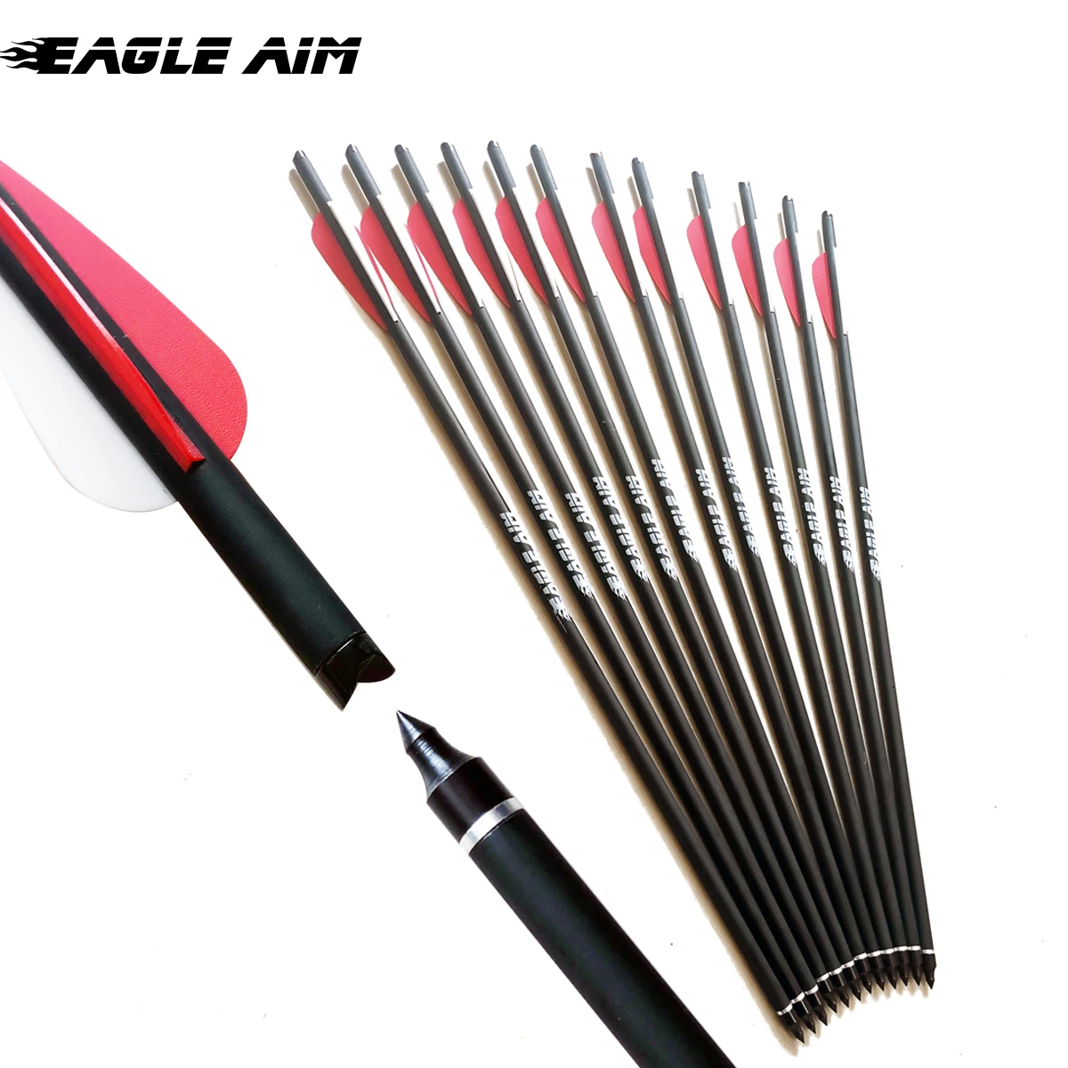 

12 шт. 20 22 дюйма стандартные карбоновые болты, арбалетные стрелы для наружного стрельбы из лука, стрельбы из лука