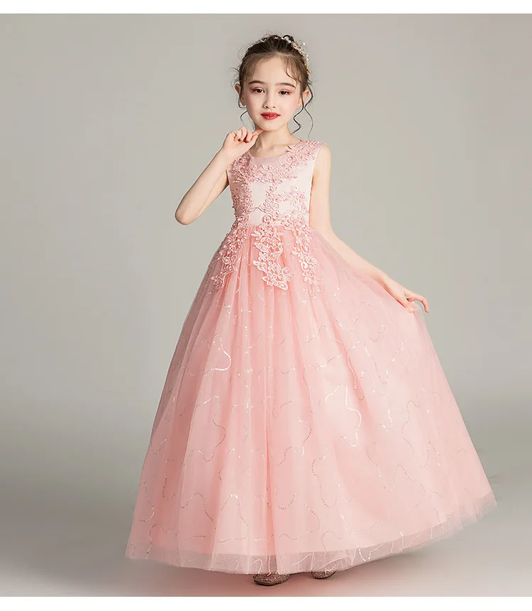 Lace Elegant Wedding Party Teenager Ball Gown Children's Dressing Gowns White Blue Pink Flower Girls Bridesmaid Dresses | Детская