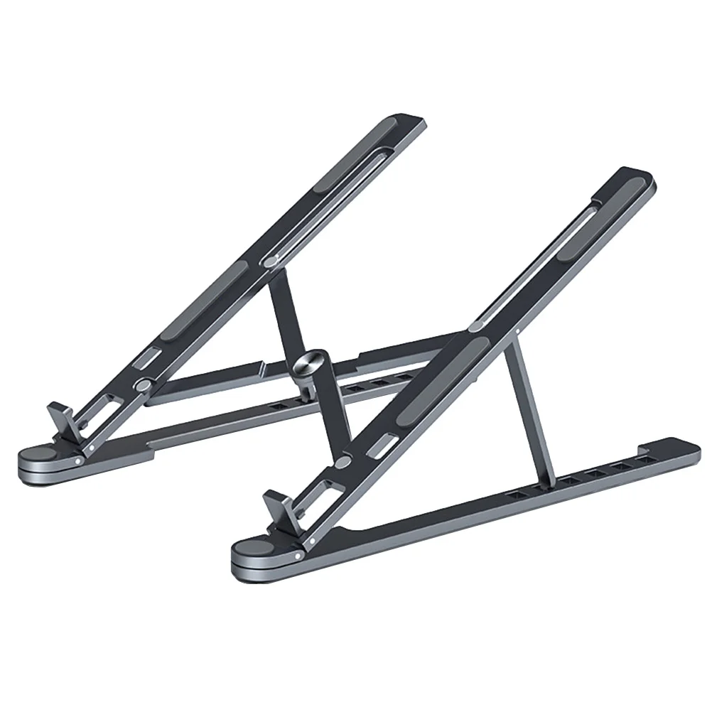 

Aluminum Alloy Laptop Cooling Rack Foldable Laptop Rack Portable Adjustable Laptop Stand - Size L(Dark Grey)