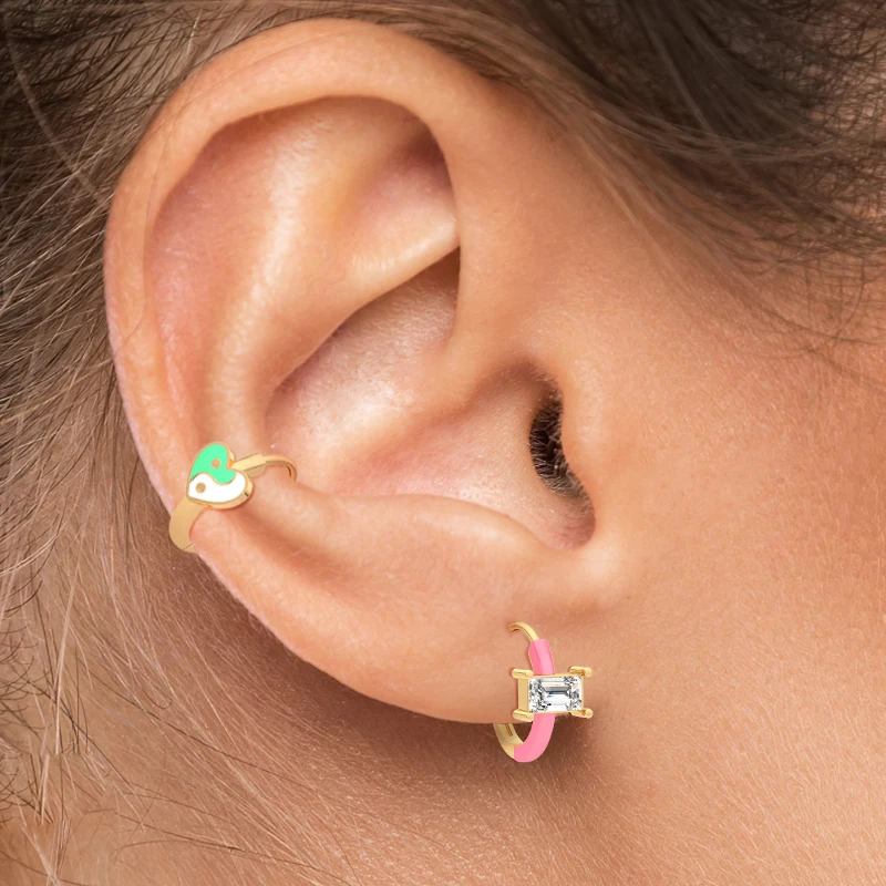 

CANNER Green Purple Pink Enamel Earrings For Women 925 Sterling Silver Earrings Hoops Pendientes Plata Fine Jewelry 2021 Trend