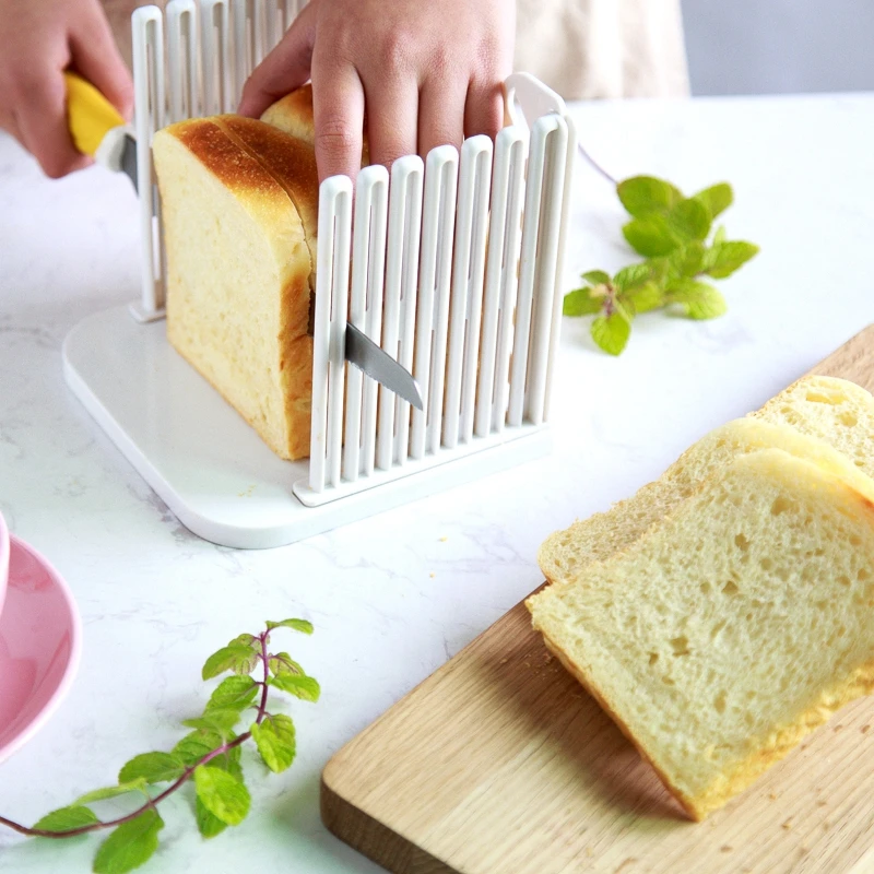 

Plastic Foldable And Adjustable Bread Slicer Plastic Splicing Toast Loaf Cutter Rack Slicing Kitchen Baking Accessories Tool