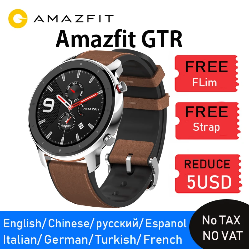 Глобальная версия Amazfit GTR 47 мм умные часы Huami 5ATM водонепроницаемые 24 дня батарея GPS