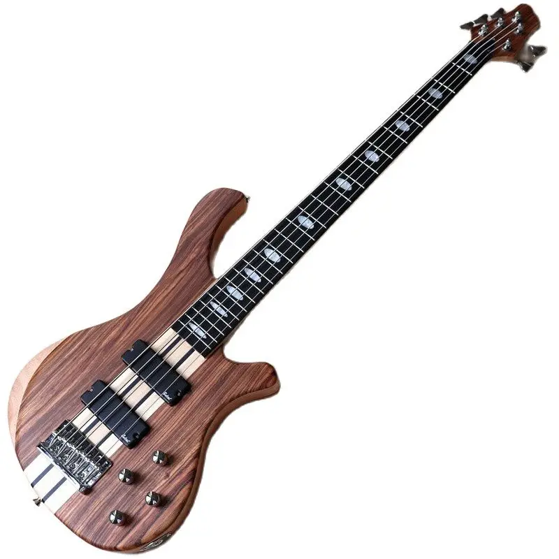 aktive bass gitarre 5 string neck durch 4 string 43 zoll elektrische bass gitarre solide okoume körper natürliche farbe zebrawood rund top f