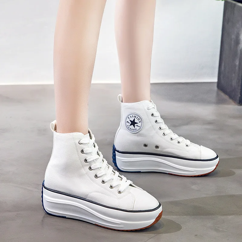 Парусиновая обувь женские кроссовки Женские с высоким верхом Демисезонные туфли