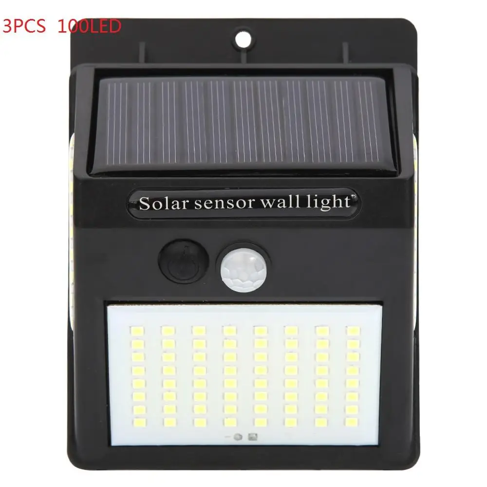1pc 100 LED 2 100 светодиодный светильник, четырехсторонний солнечный светильник, 3 режима, угол 270 градусов, датчик движения, настенный светильник, наружные водонепроницаемые садовые лампы - Испускаемый цвет: 1pc 100 LED 2