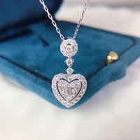 super shiny full rhinestone heart necklace new fashion women jewelry gold silver color short clavicle pendant necklace