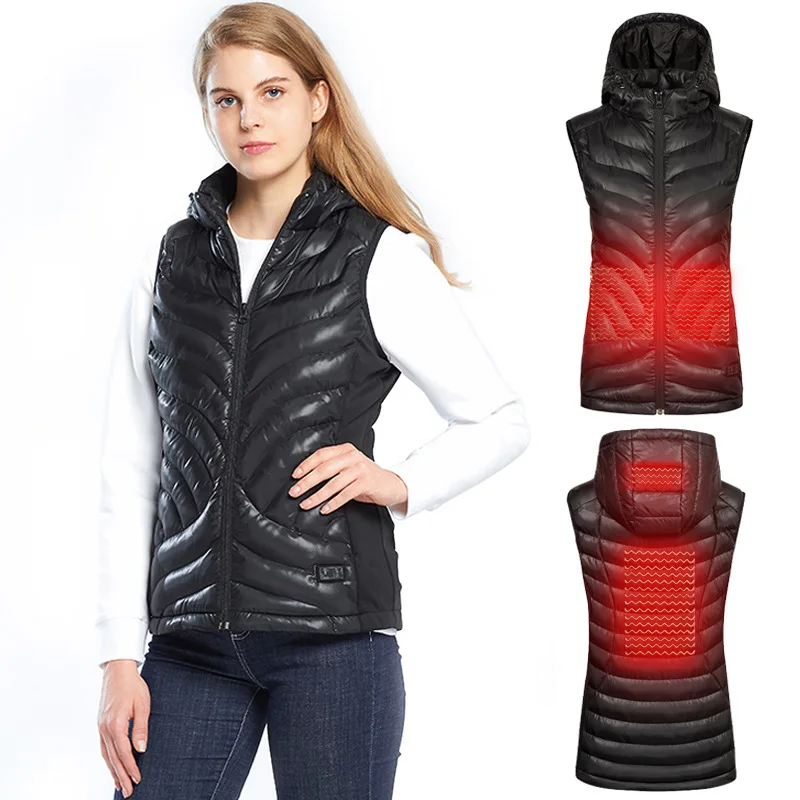 

ZYNNEVA Outdoor Sports Electric Heated Vest Women Carbon Fiber USB Self Heating Coat Female Thermal Hiking Travel Jacket GC1232