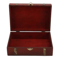 hot wooden vintage lock treasure chest jewellery storage box case organizer ring gift