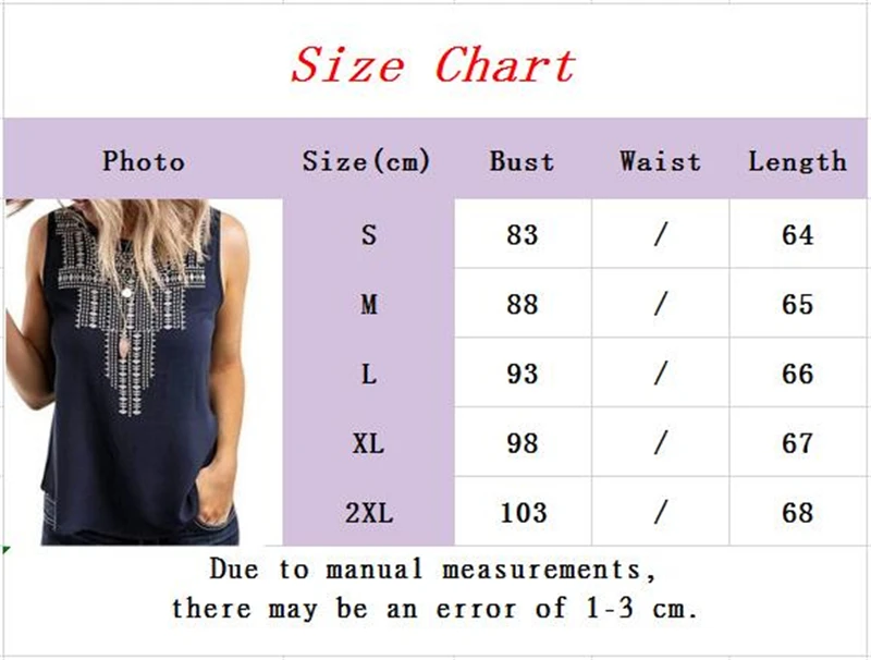 

Women Sleeveless Tshirt Casual Loose Embroidery Vintage Top O-neck Fashion Daily Vest T-shirt Tee Plus Size Streetwear