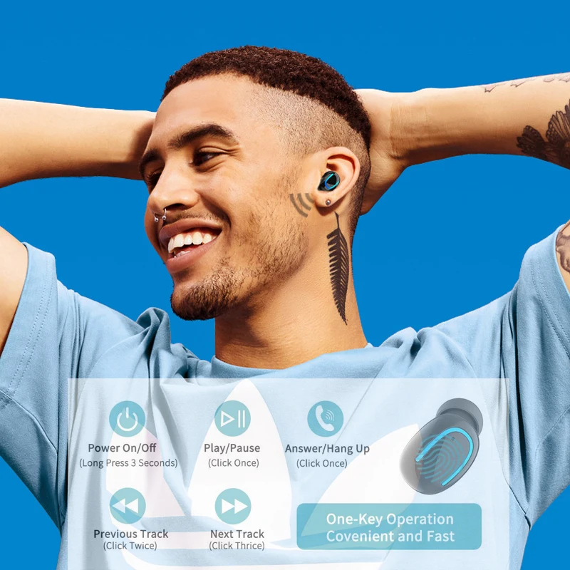 Новые TWS беспроводные bluetooth-наушники с зарядным устройством, Спортивные Беспроводные наушники с HD микрофоном, водонепроницаемые наушники с шумоподавлением
