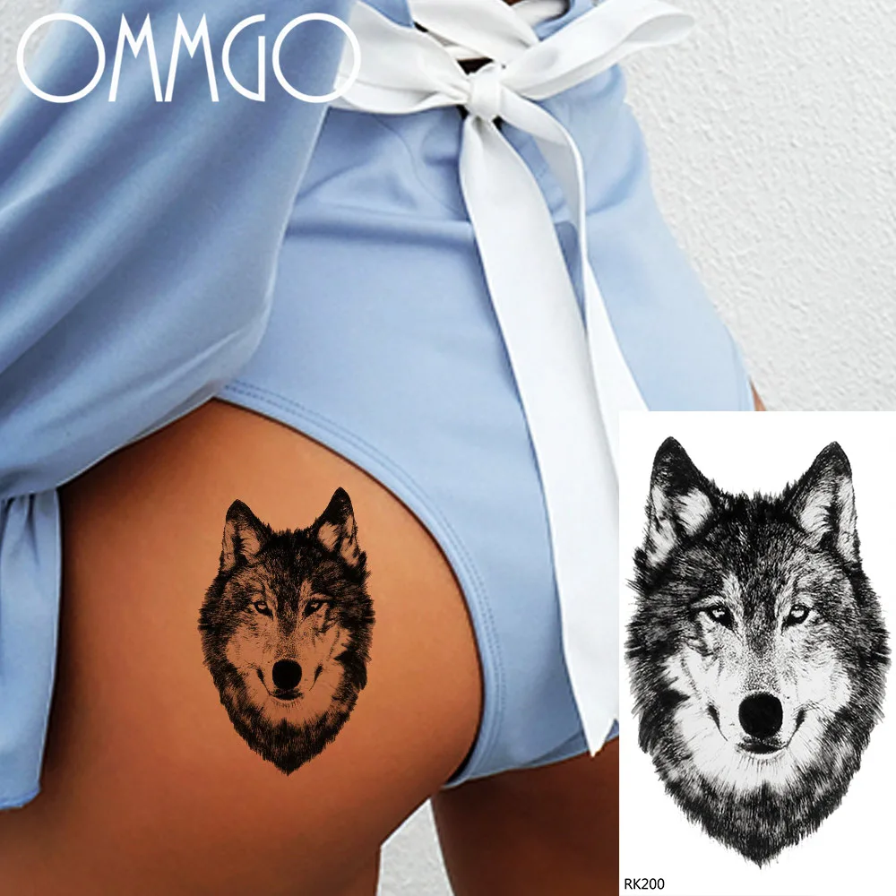 

Black Wolf Head Temporary Tattoo Stickers For Men Women Girls Body Art Arm Coyote Tatoos DIY Fake Waterproof Tattoo Paper Paste