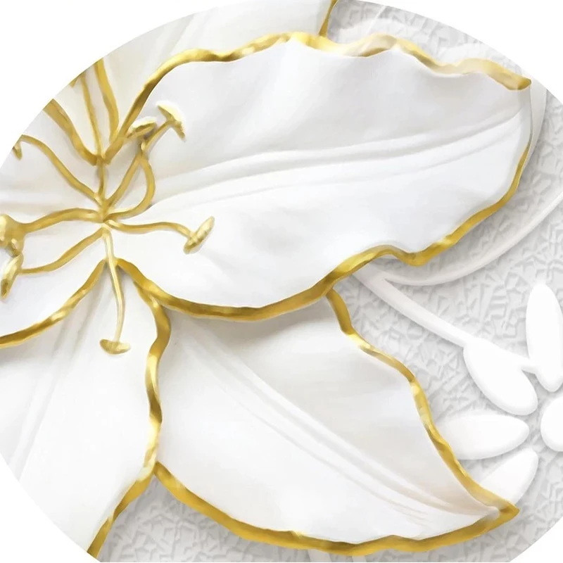 Пользовательский 3d Белый Элегантный рельефный Лотос Ювелирная роспись