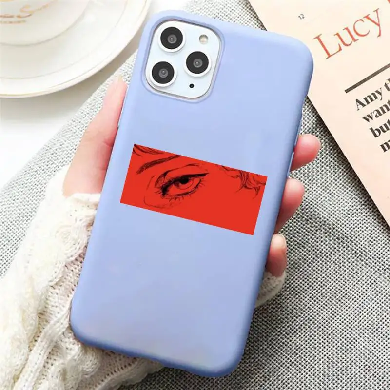 

Sad Japanese Anime Aesthetic Phone Case Candy Color Blue for iPhone 11 12 pro XS MAX 8 7 6 6S Plus X 5S SE 2020 XR
