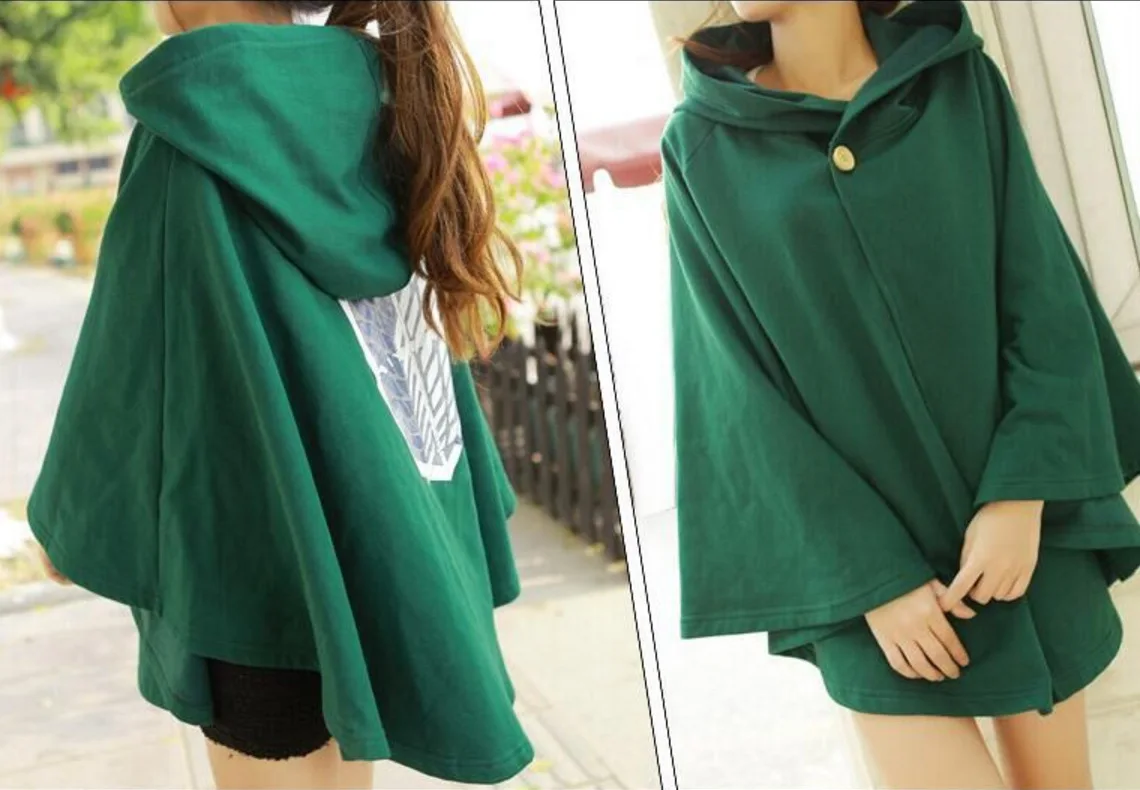 

Cosplay Cosroad Attack on Titan Cloak Jacket Scout Regiment Denim Jacket Autumn Hooded Sweatshirt Outwear Coat