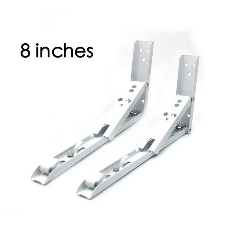 8 inches 2 шт. белый складной Угловой Кронштейн регулируемый настенный Прочный подшипник полка Кронштейн DIY домашний металлический сверхмощный стеллаж кронштейны - Цвет: 8 inches