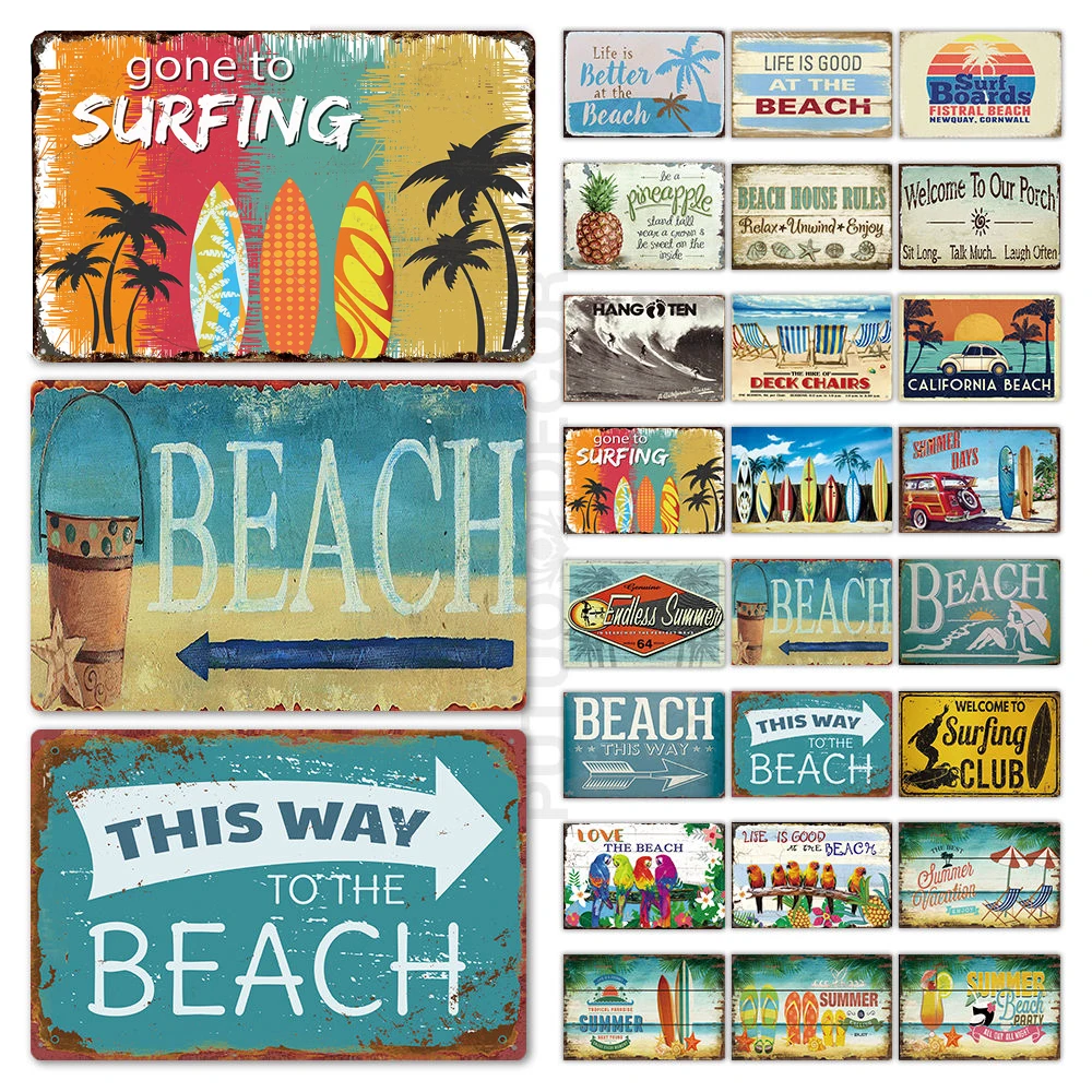 Металлическая жестяная вывеска для пляжа винтажный домашний декор паба отеля