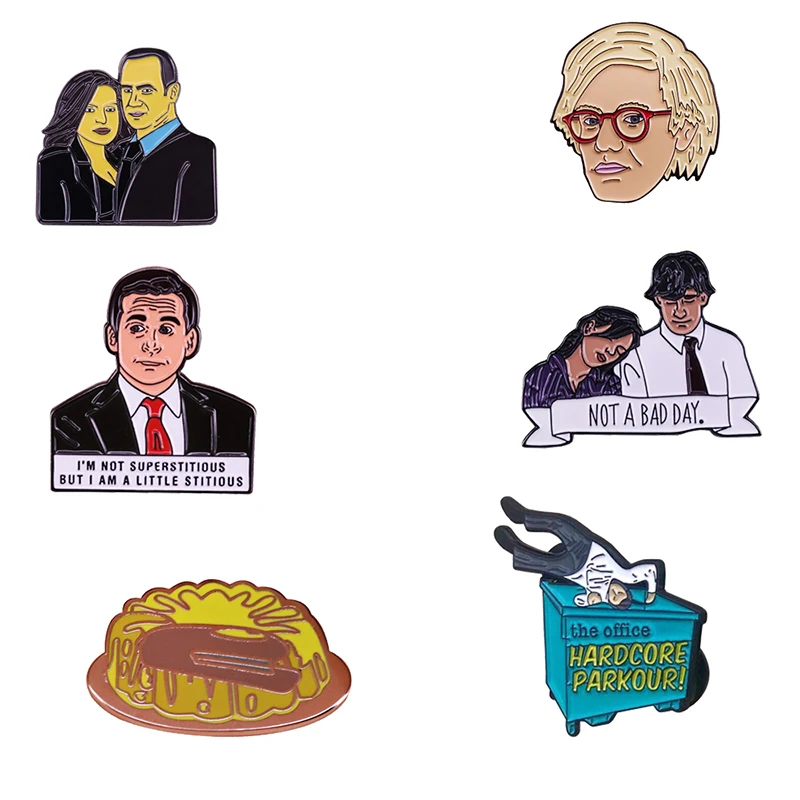 Эмалированный значок для ТВ шоу в офисе pun art|Броши| |