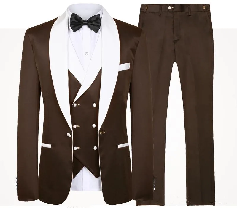 Красивый мужской пиджак на одной пуговице, смокинг для жениха, мужские костюмы на свадьбу/выпускной, лучший мужской блейзер (пиджак + брюки + галстук + жилет), 909