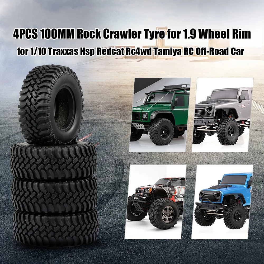 

Шина гусеничная Rock Crawler, 4 шт., 100 мм, для колес 1,9 дюйма, Rim1/10, Traxxas, HSP, Redcat, RC4WD, Tamiya, аксессуары для внедорожников на радиоуправлении